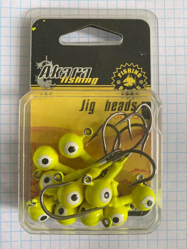 AKARA Jig Head 2/0 weight 10 grams B-91751 Colour YELLOW - 1 package of 10 pieces