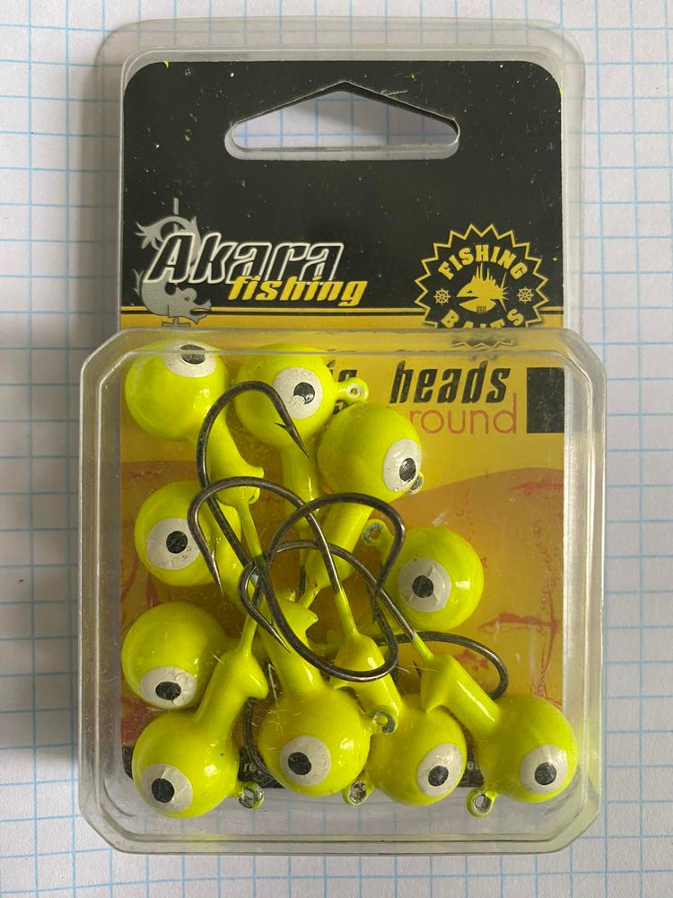 AKARA Jig Head 1/0 weight 12 grams B-91751 Colour YELLOW - 1 package of 10 pieces