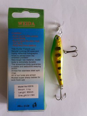 Воблер WEIDA 80 мм 6,4 грам 0-1,5 м 02016