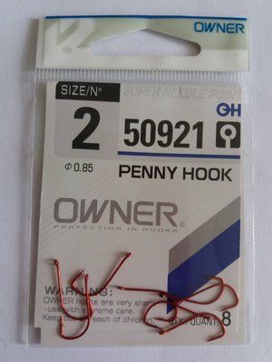 OWNER Haken Nr. 2 50921 Farbe ROT - 1 Paket mit 8 St&uuml;ck
