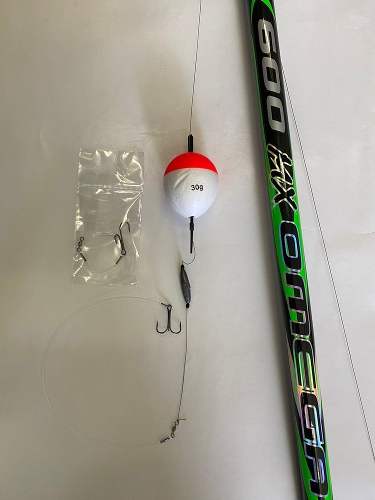 6 m Carbon Rod with Guides for Pike and Perch Fishing with Live Bait &ndash; Fully Rigged