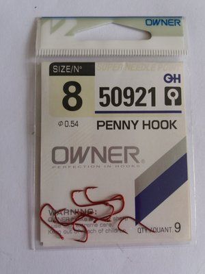 OWNER Haken Nr. 8 50921 Farbe ROT - 1 Paket mit 9 St&uuml;ck