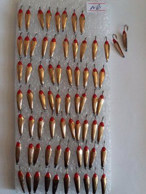 Ice Fishing Spoon with 1 hook No. 6 GOLD Colour