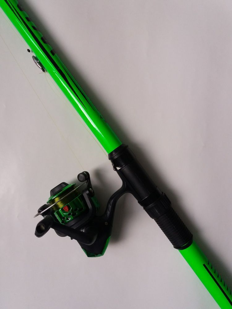 Fiberglass Fishing Rod with Guides 4 meters Test 20-40 grams (Reel SY200) Rigged and Ready (GREEN)