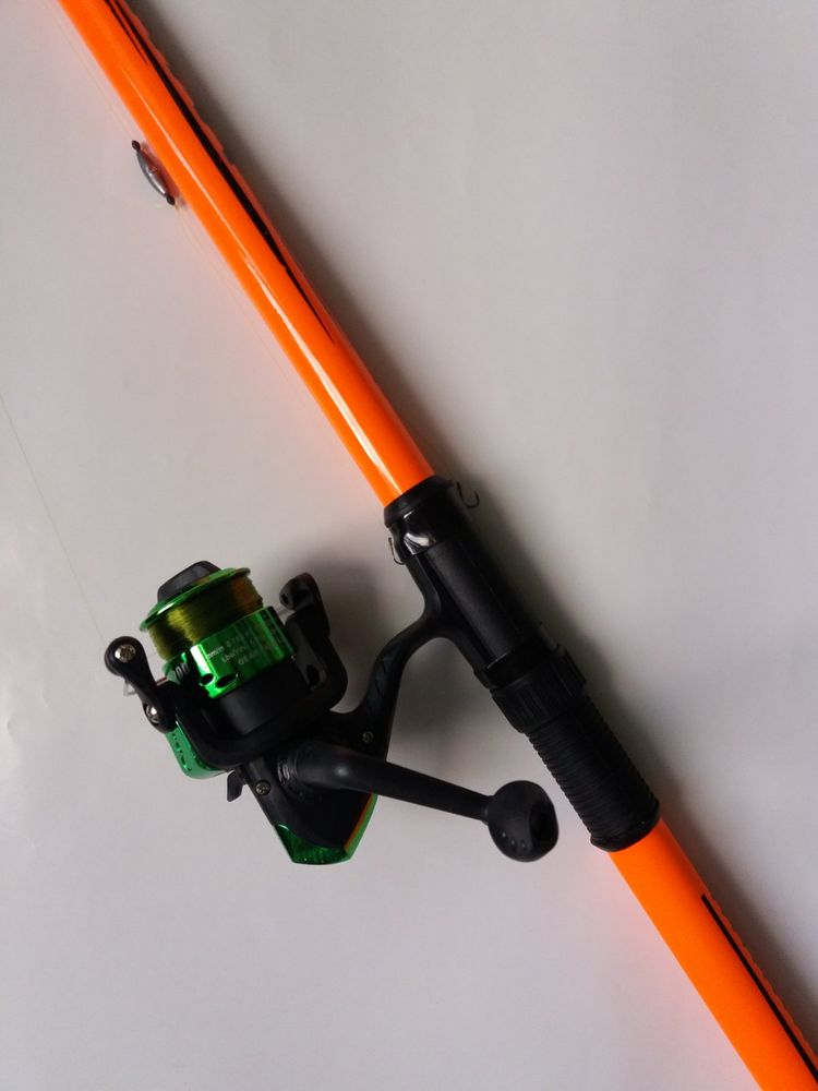 Fiberglass Fishing Rod with Guides 4 meters Test 20-40 grams (Reel SY200) Rigged and Ready (ORANGE)