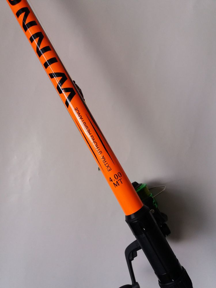 Fiberglass Fishing Rod with Guides 4 meters Test 20-40 grams (Reel SY200) Rigged and Ready (ORANGE)