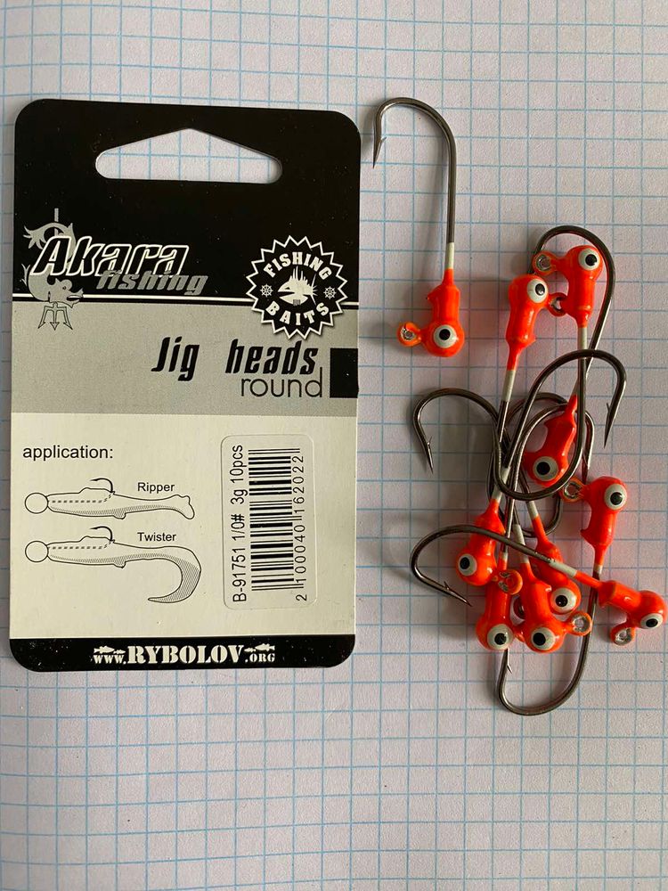 AKARA Jig Head 1/0 weight 3 grams B-91751 Colour ORANGE - 1 package of 10 pieces